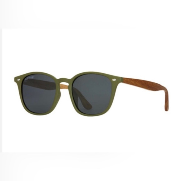 Blue Planet Eyewear Grindley Army‎ Green Polarized walnut wood unisex Sunglasses